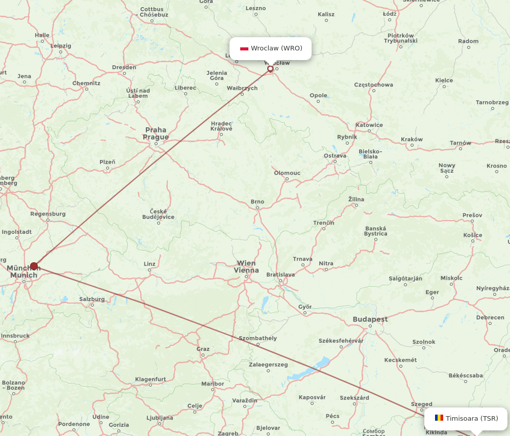 WRO-TSR flight routes
