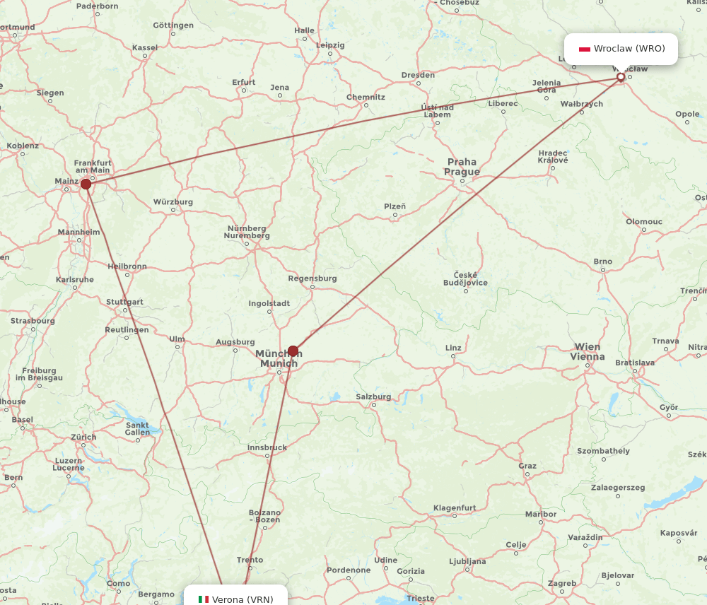 WRO-VRN flight routes
