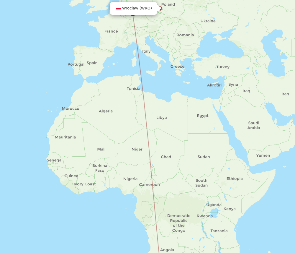 WRO-WDH flight routes