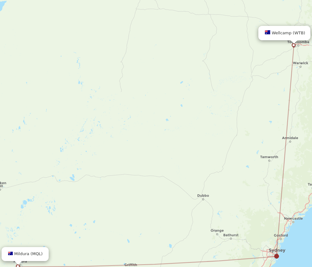 WTB-MQL flight routes