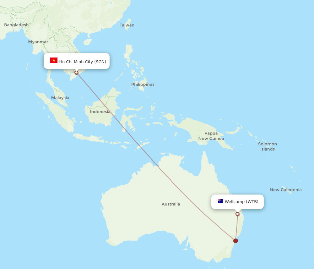 WTB-SGN flight routes