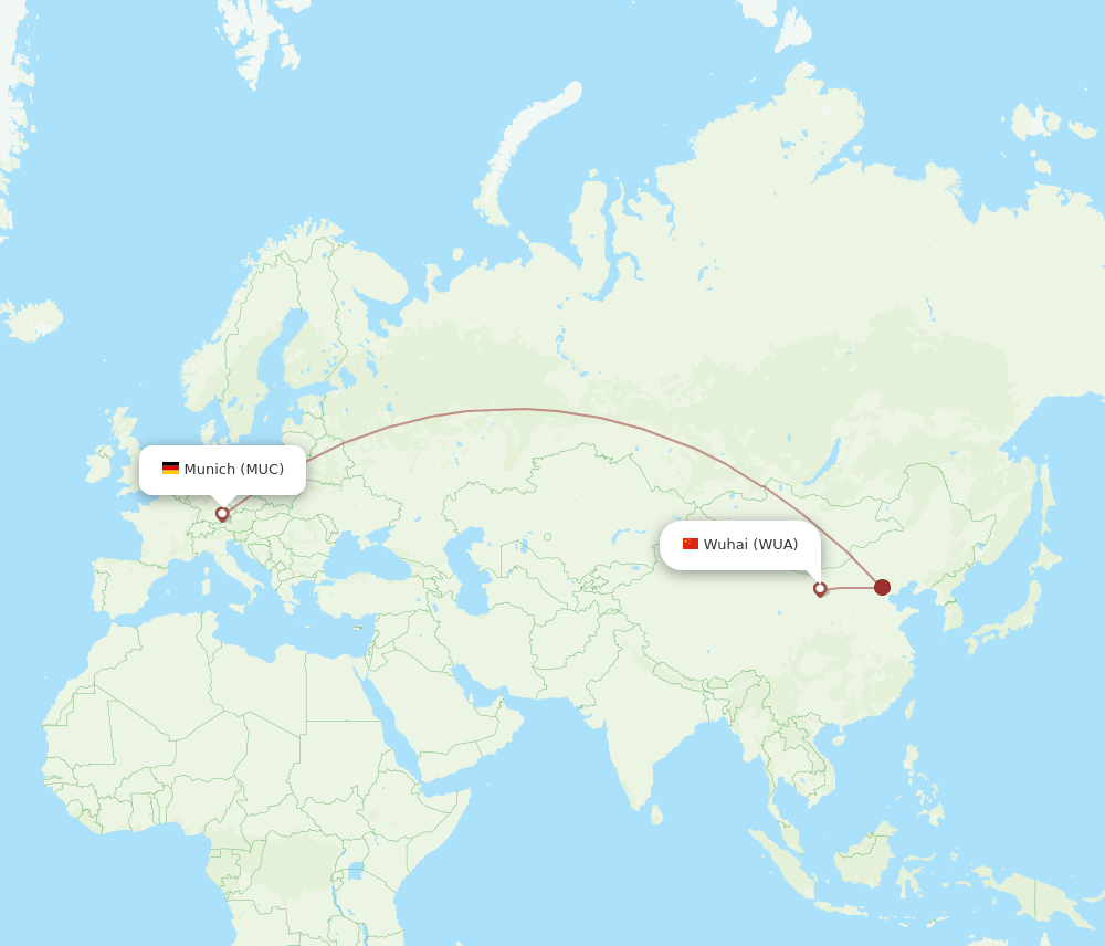 Wu Hai - Munich route map and flight paths
