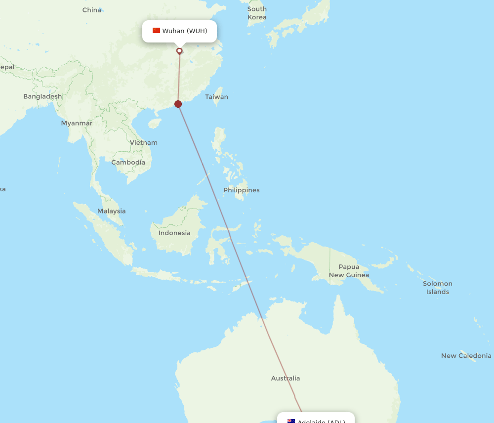 WUH-ADL flight routes