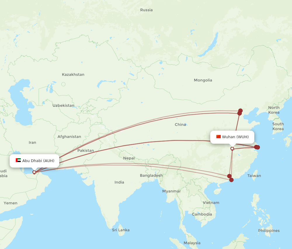 WUH-AUH flight routes