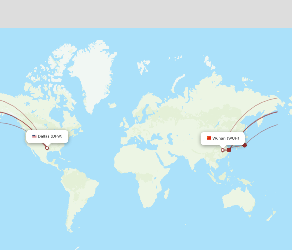 WUH-DFW flight routes