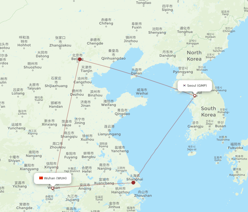 WUH-GMP flight routes