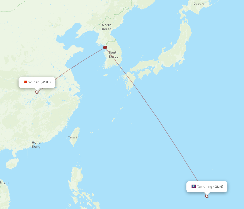 WUH-GUM flight routes