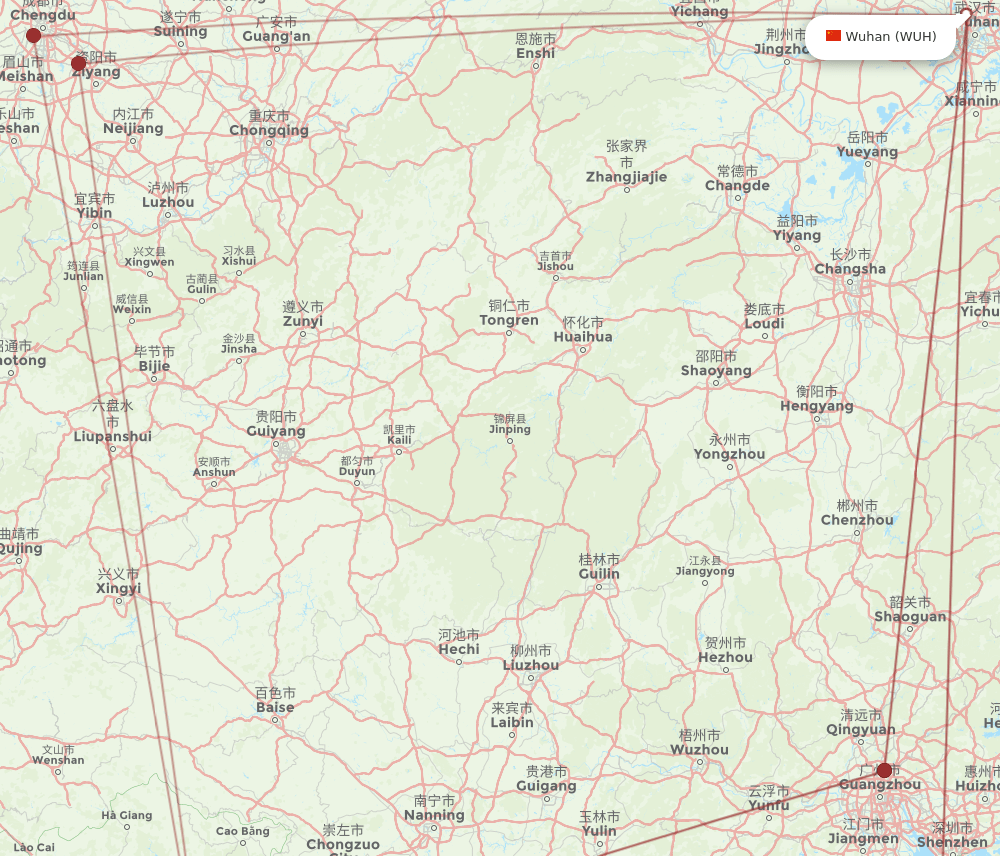 WUH-HAN flight routes