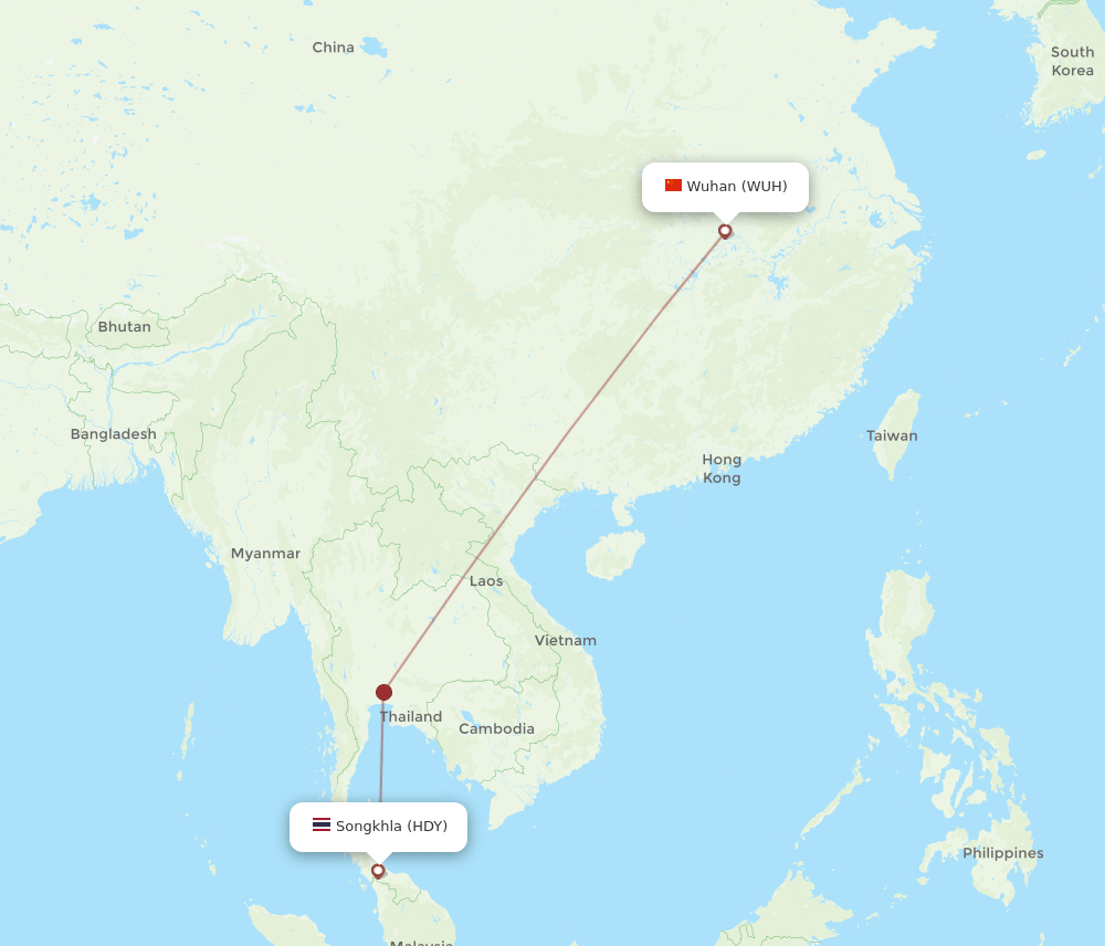 WUH-HDY flight routes