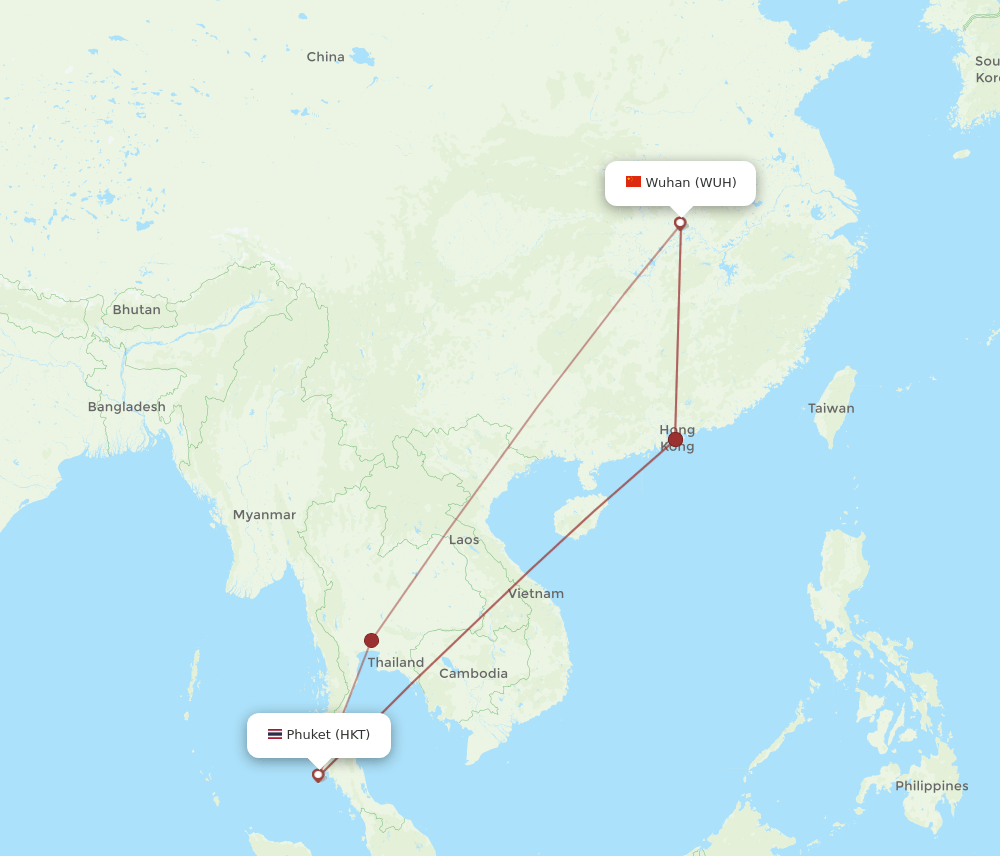 WUH-HKT flight routes