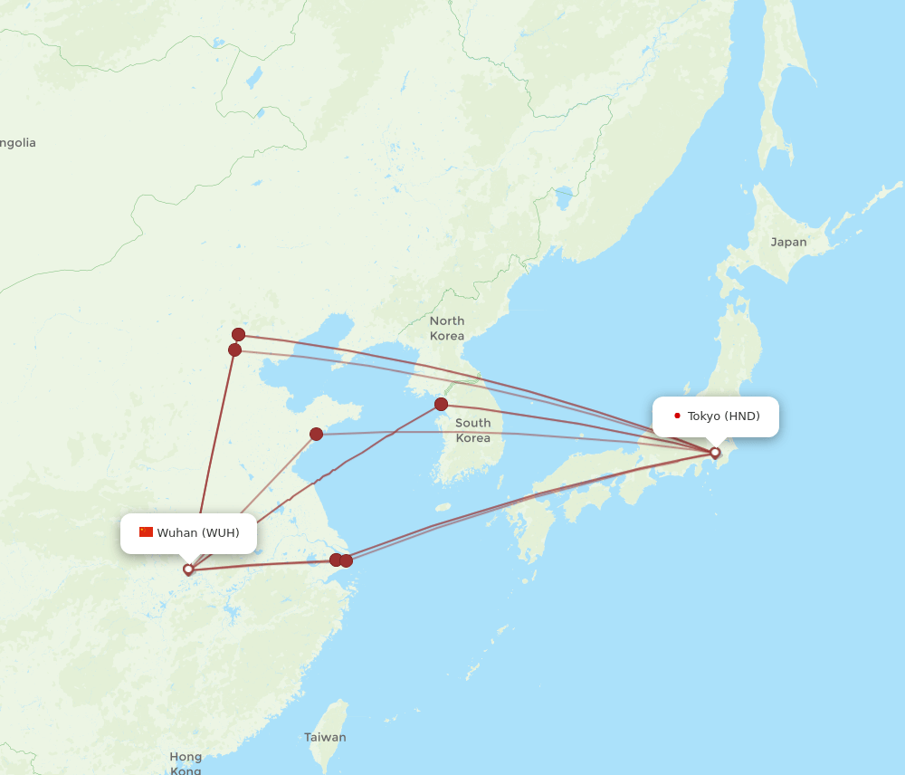 WUH-HND flight routes