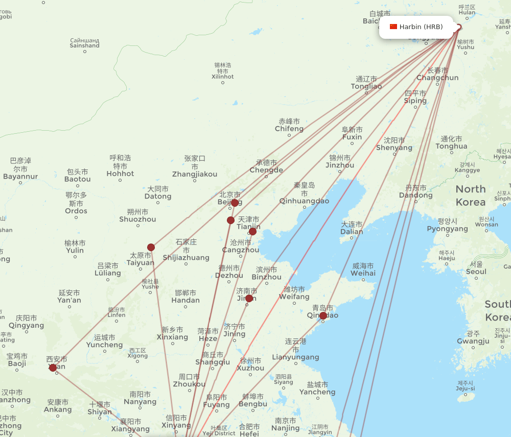 WUH-HRB flight routes