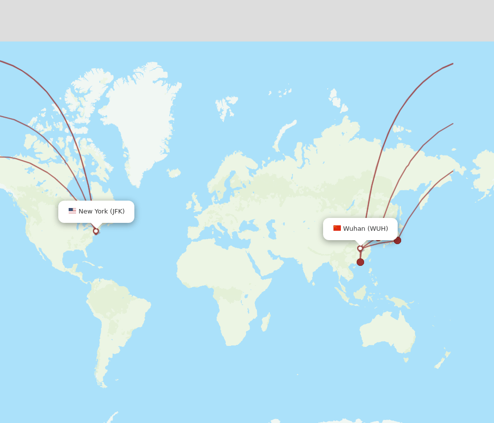 WUH to JFK flights and routes map