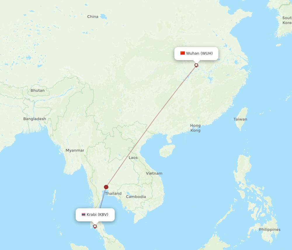 WUH to KBV flights and routes map