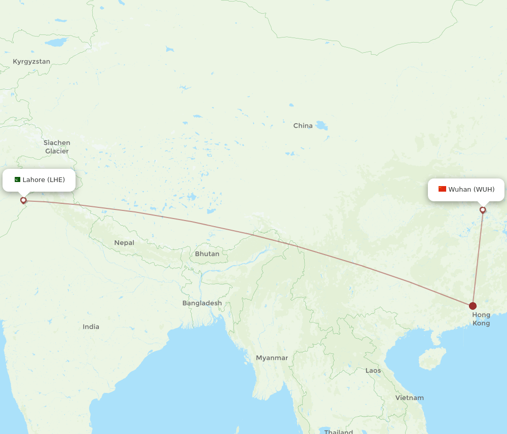 WUH-LHE flight routes