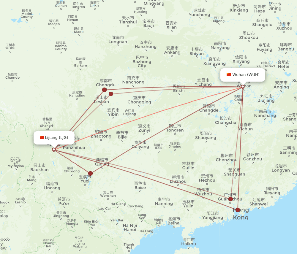 WUH-LJG flight routes