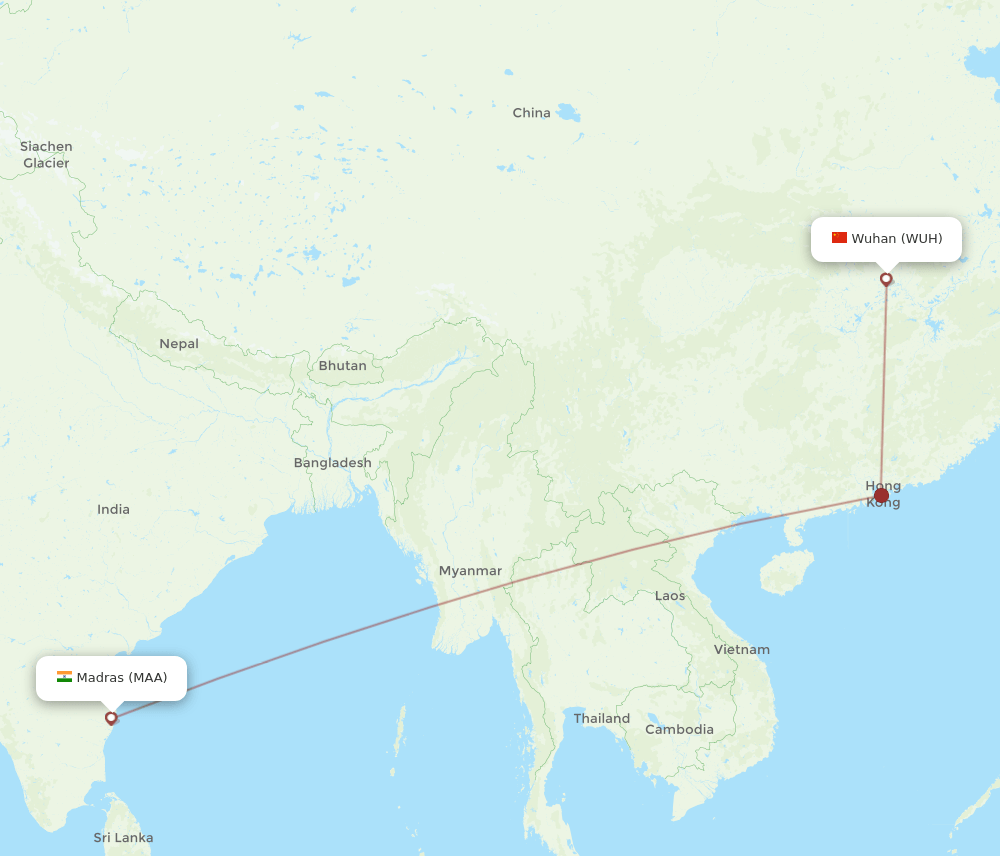 WUH-MAA flight routes
