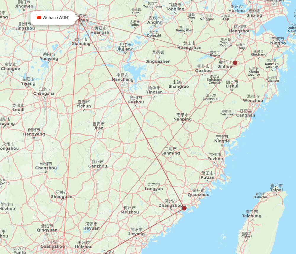 WUH-MFM flight routes