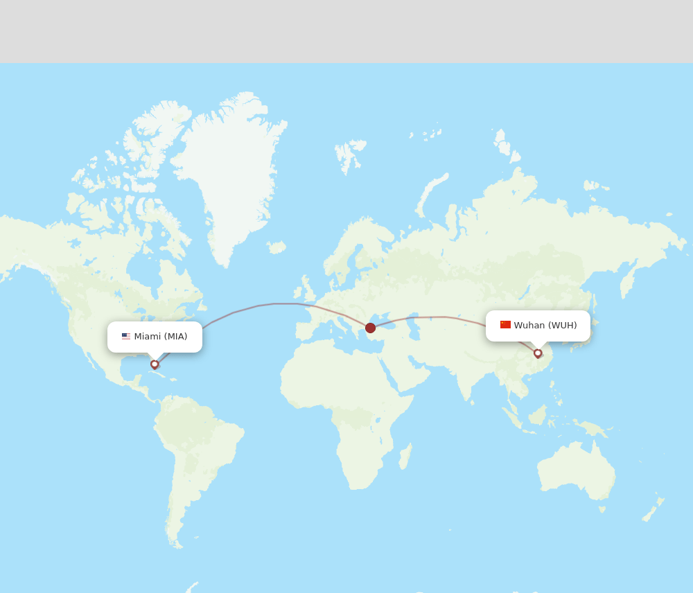 WUH to MIA flights and routes map