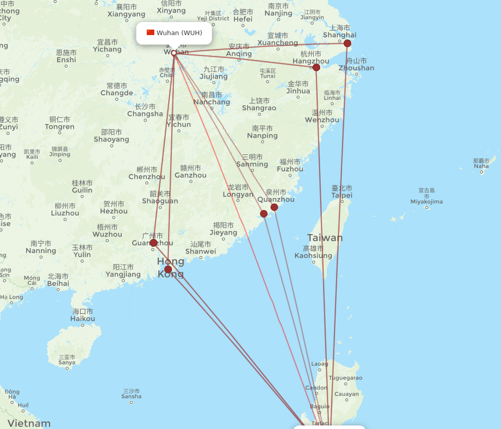 WUH-MNL flight routes
