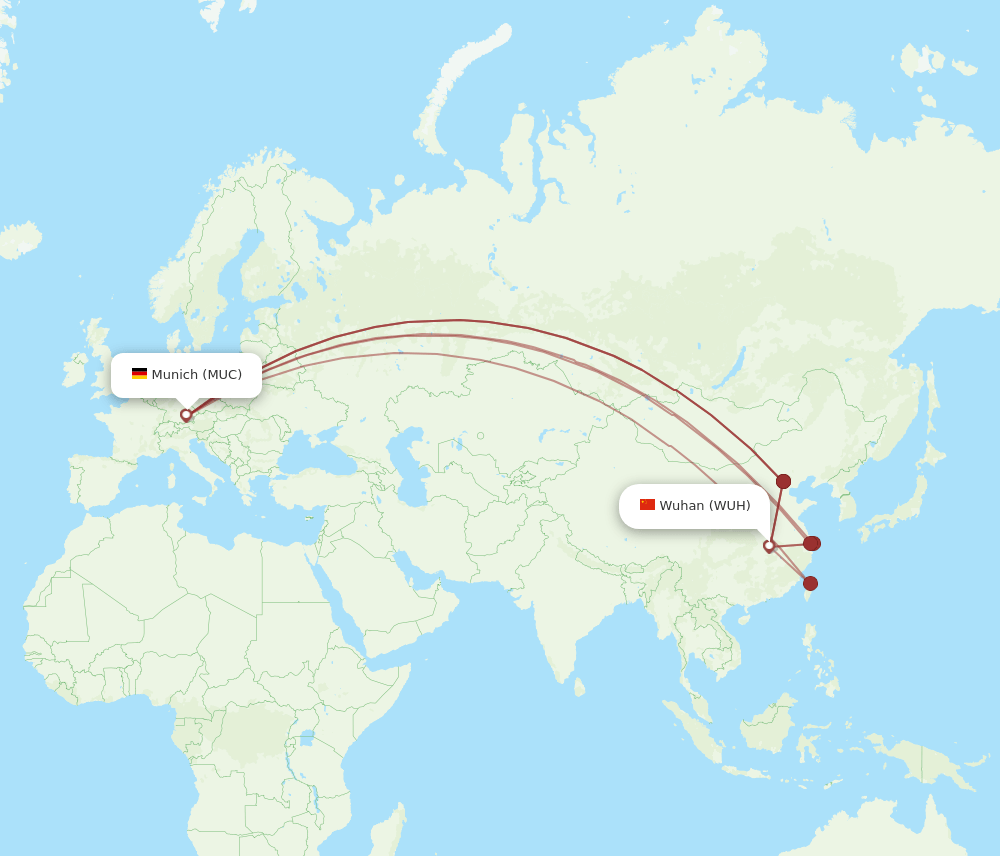 WUH-MUC flight routes