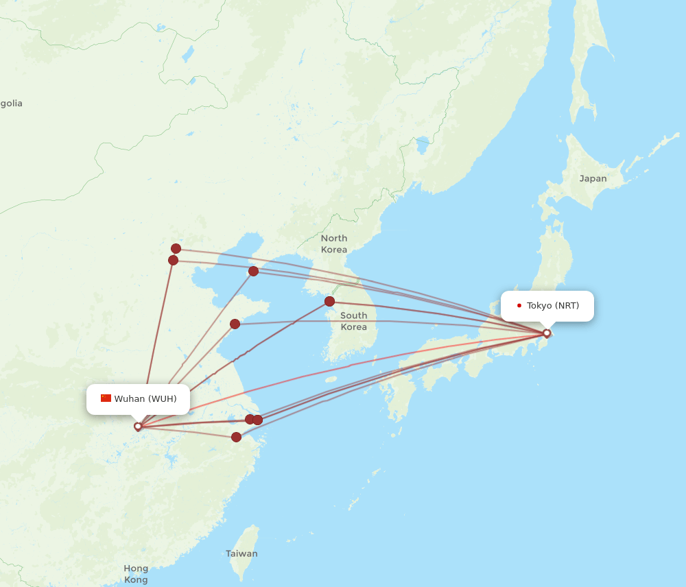WUH-NRT flight routes