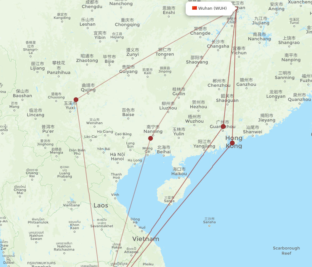 WUH-PNH flight routes