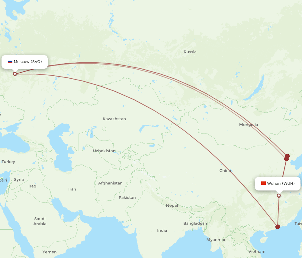 WUH-SVO flight routes
