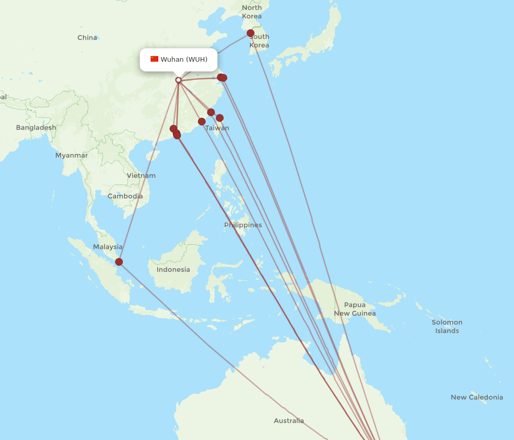 WUH-SYD flight routes
