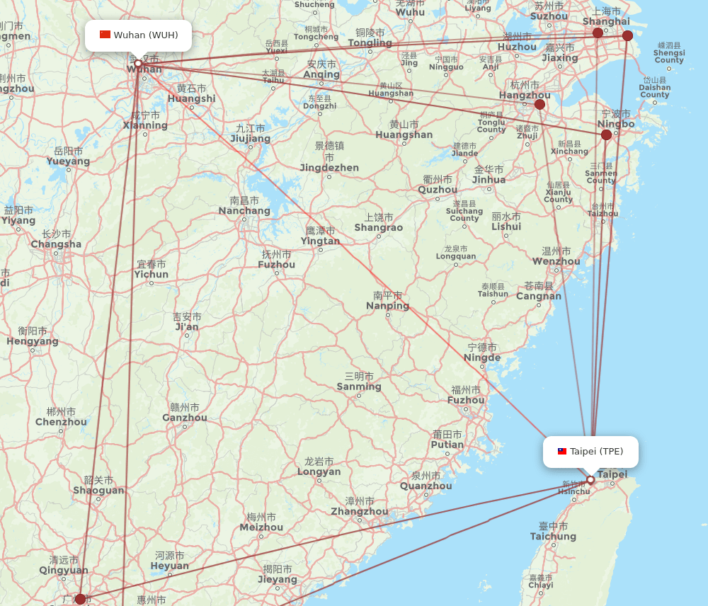 WUH-TPE flight routes