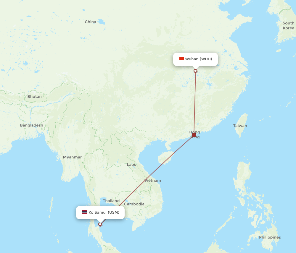 WUH-USM flight routes