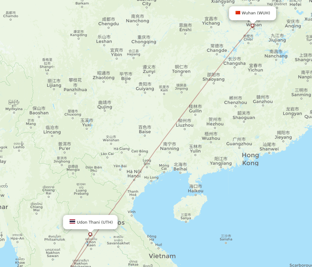 WUH-UTH flight routes