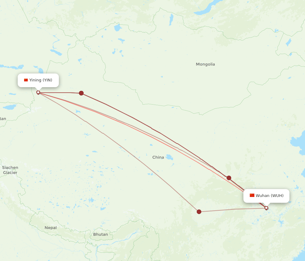 WUH-YIN flight routes