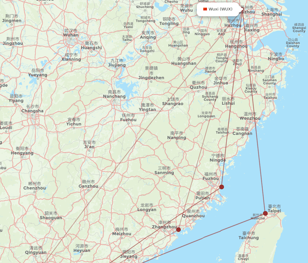 WUX-HKG flight routes