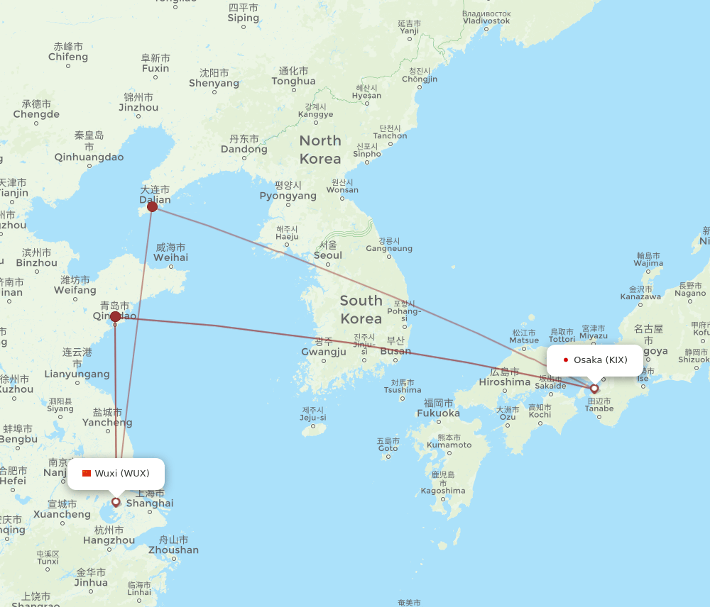 WUX-KIX flight routes