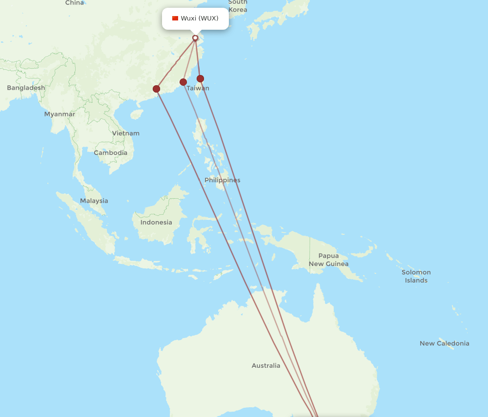 WUX-MEL flight routes