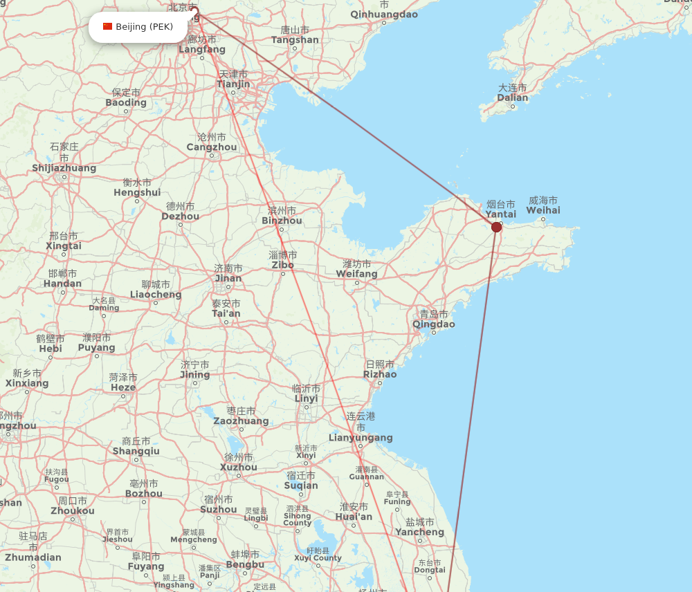 WUX to PEK flights and routes map