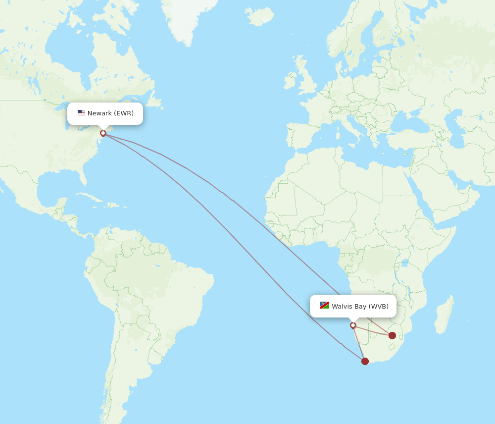 WVB-EWR flight routes