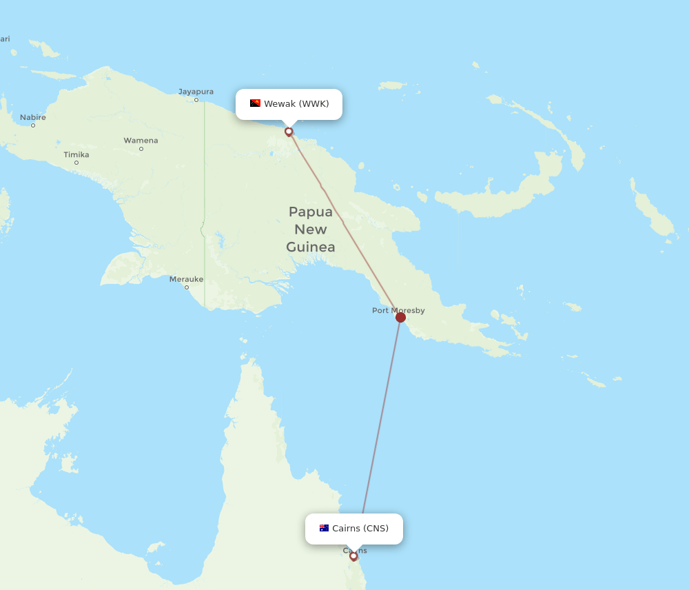 WWK-CNS flight routes