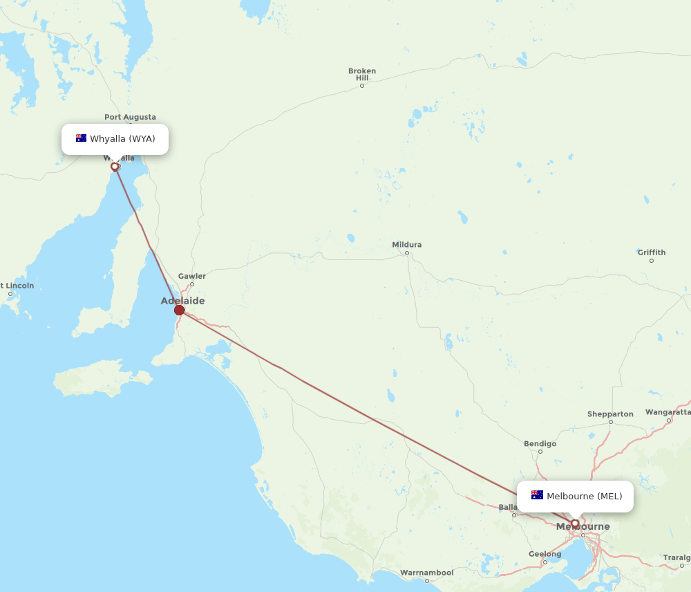 WYA-MEL flight routes