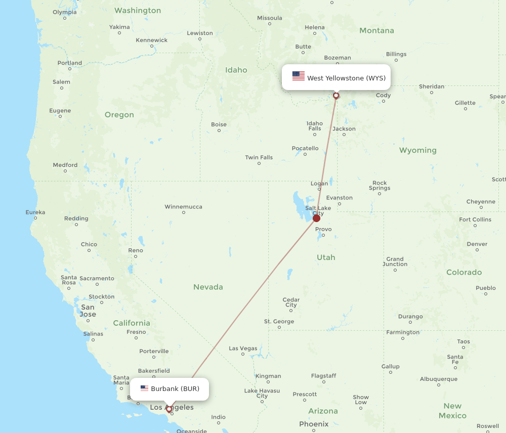 BUR to WYS flights and routes map