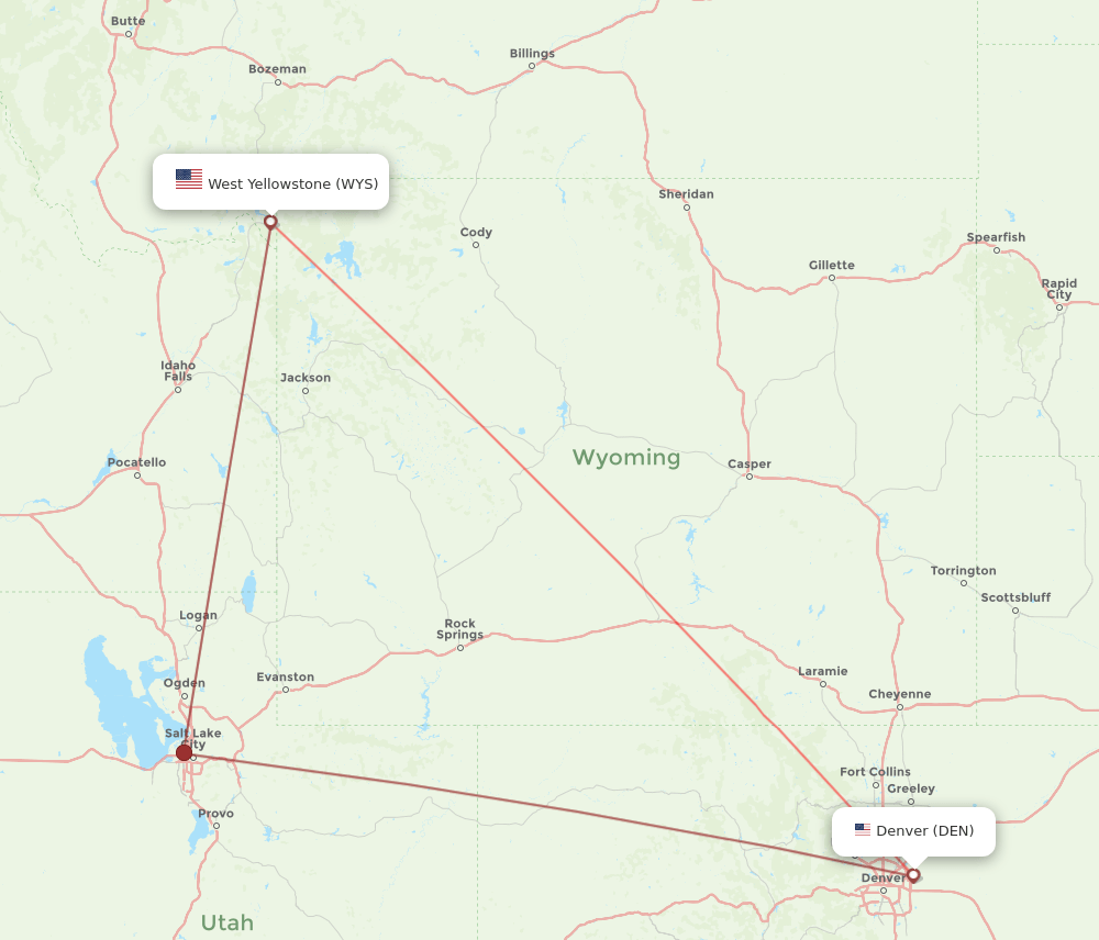 WYS to DEN flights and routes map