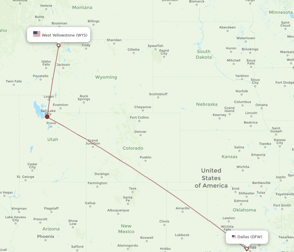 WYS-DFW flight routes