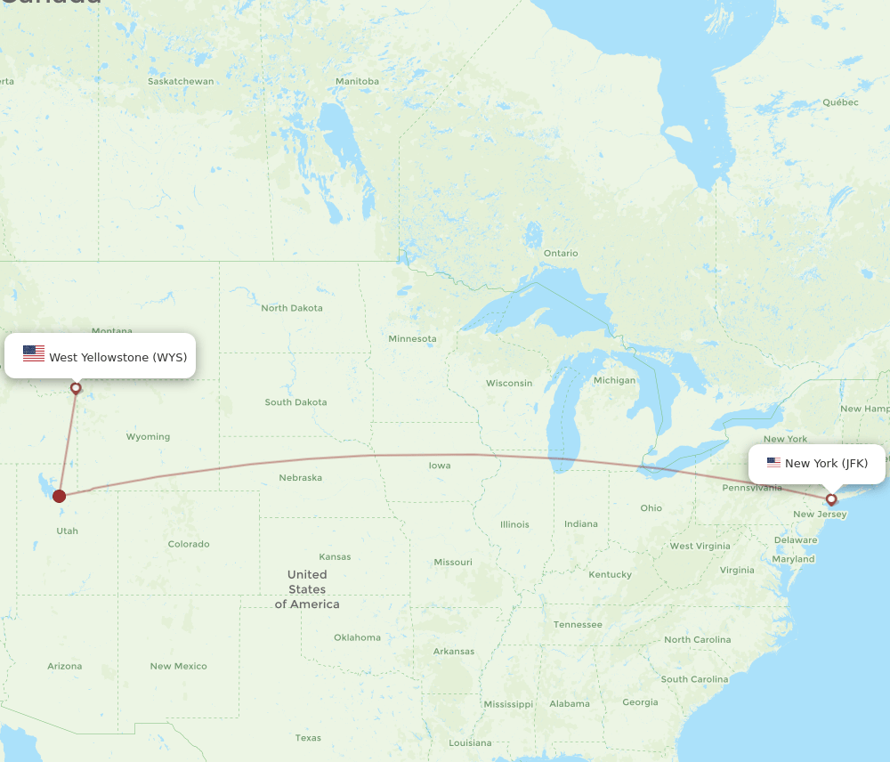 WYS-JFK flight routes