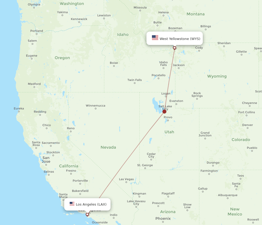 WYS-LAX flight routes
