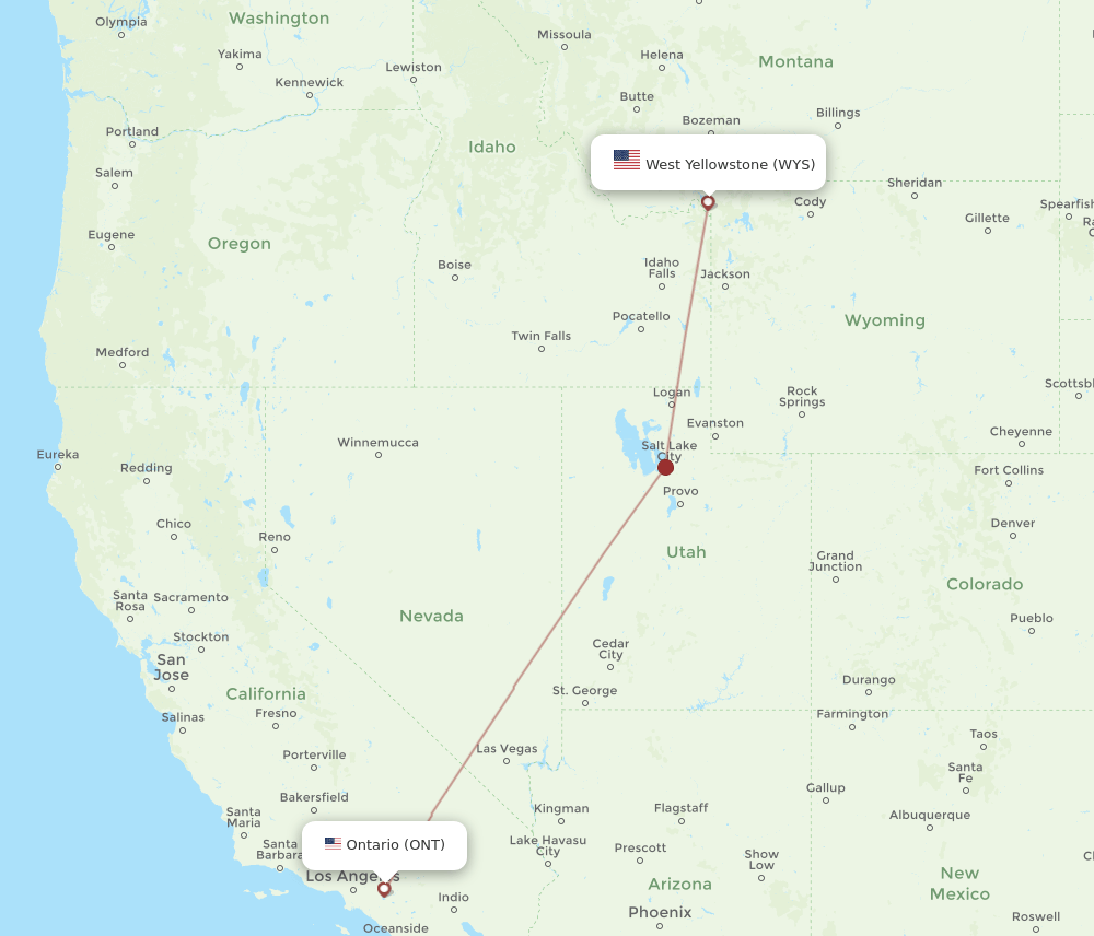 WYS to ONT flights and routes map