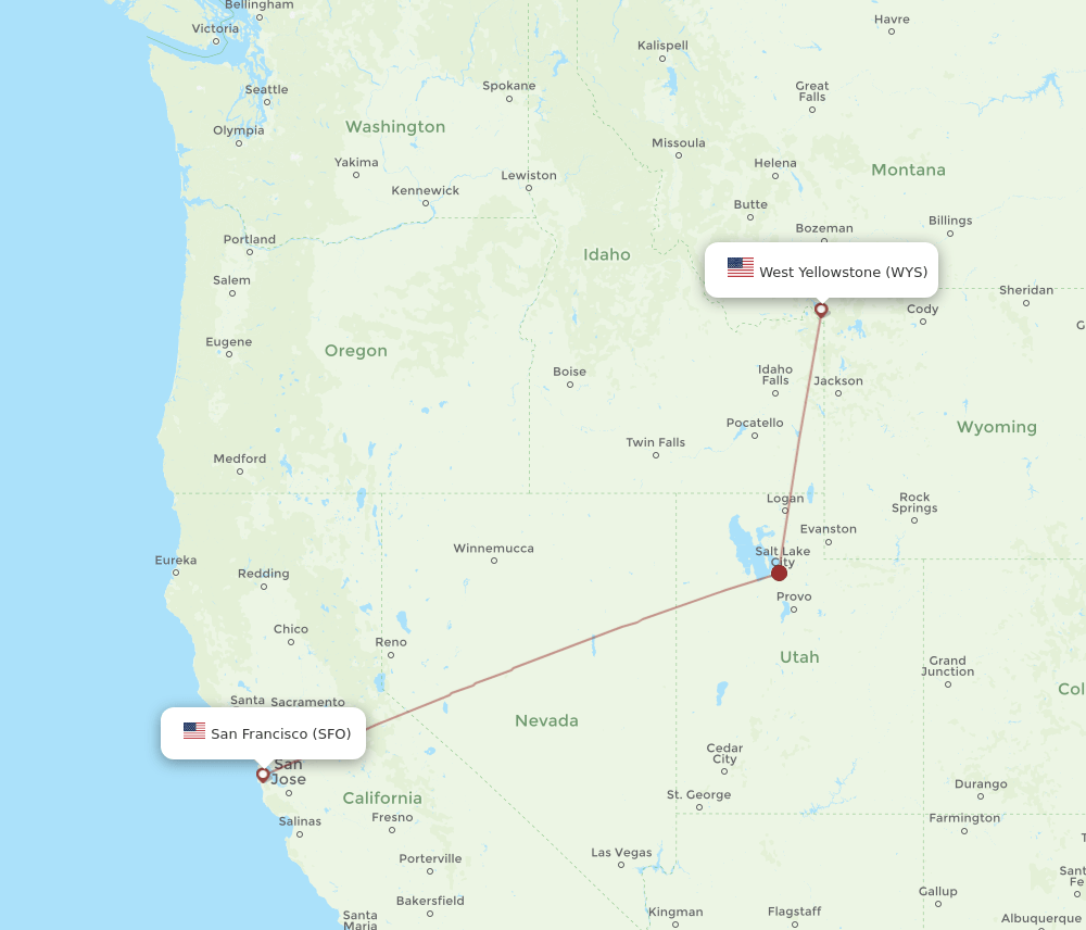 WYS-SFO flight routes