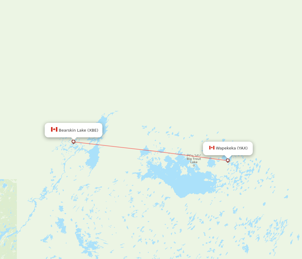 Bearskin Lake - Angling Lake route map and flight paths