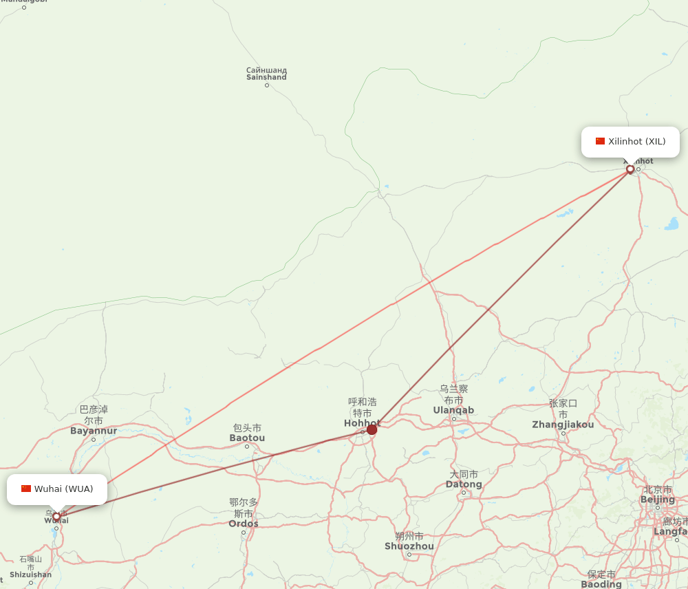 XIL to WUA flights and routes map