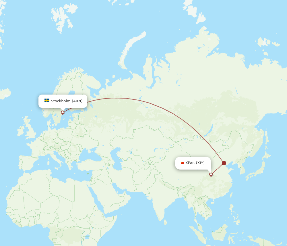 XIY-ARN flight routes